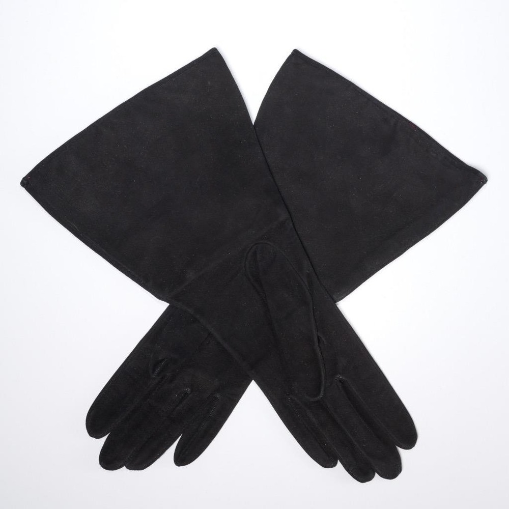 Vintage Yves Saint Laurent Long Black Suede Gloves Size 7.5 Rare